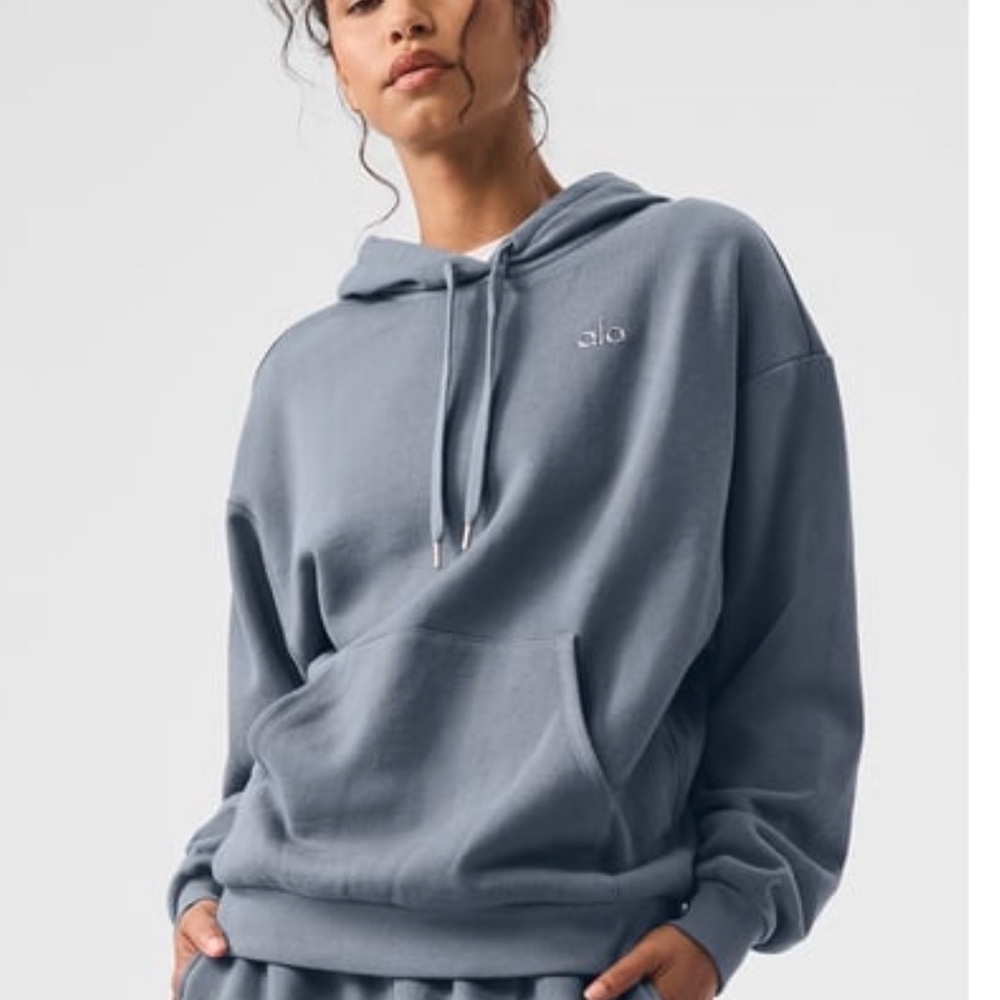 ALO Yoga Accolade Hoodie - Steel Grey - Size Large - EUC